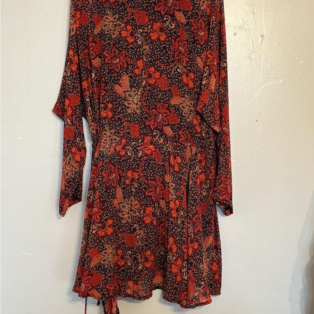 Free People Red and Black Floral Mini Dress